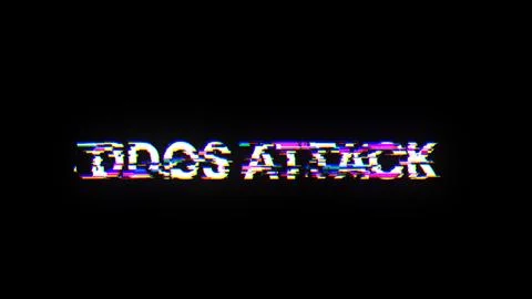 3D rendering ddos attack text with screen effects of technological glitches 스톡 사진
