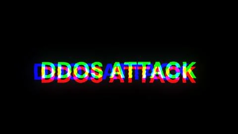 3D rendering ddos attack text with screen effects of technological glitches Foto stock