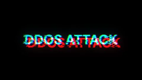 3D rendering ddos attack text with screen effects of technological glitches Stock-Fotos