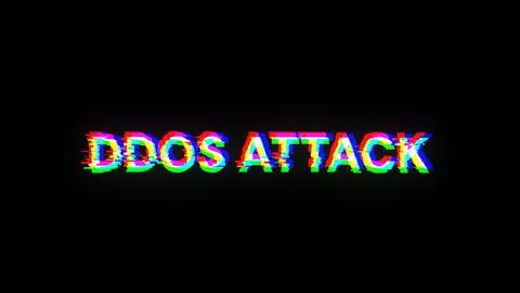 3D rendering ddos attack text with screen effects of technological glitches 스톡 사진