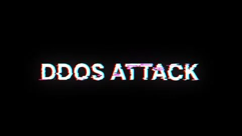 3D rendering ddos attack text with screen effects of technological glitches 스톡 사진