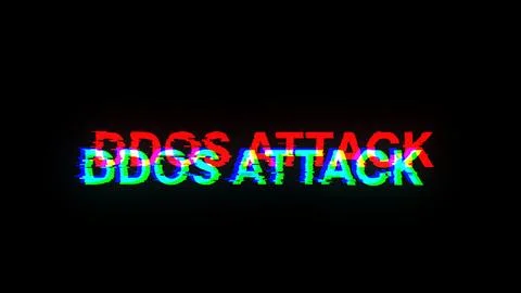 3D rendering ddos attack text with screen effects of technological glitches Foto stock
