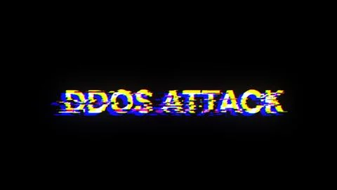 3D rendering ddos attack text with screen effects of technological glitches Foto stock