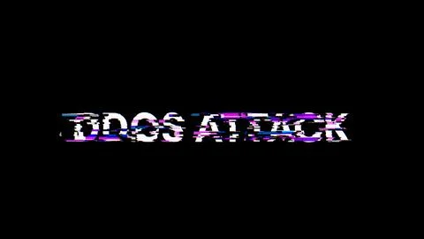 3D rendering ddos attack text with screen effects of technological glitches 写真素材