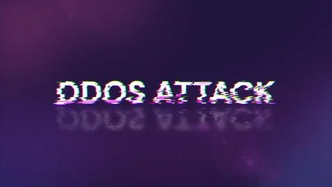 3D rendering ddos attack text with screen effects of technological glitches 스톡 사진