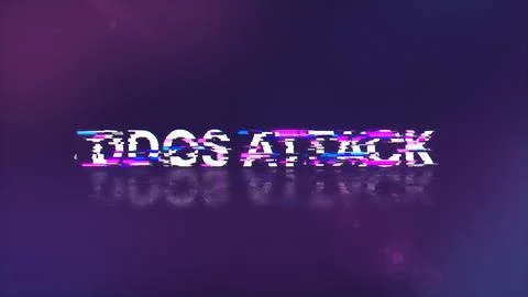 3D rendering ddos attack text with screen effects of technological glitches 스톡 사진