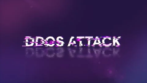 3D rendering ddos attack text with screen effects of technological glitches 스톡 사진