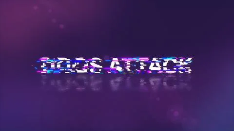 3D rendering ddos attack text with screen effects of technological glitches 스톡 사진