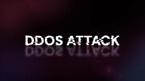 3D rendering ddos attack text with screen effects of technological glitches 写真素材