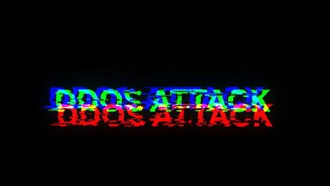 3D rendering ddos attack text with screen effects of technological glitches 写真素材