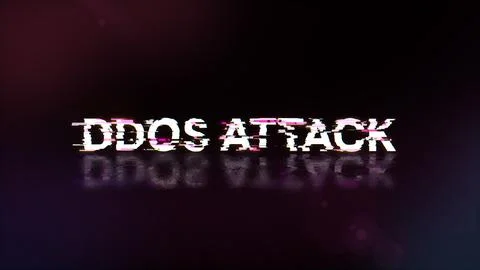3D rendering ddos attack text with screen effects of technological glitches Stock-Fotos