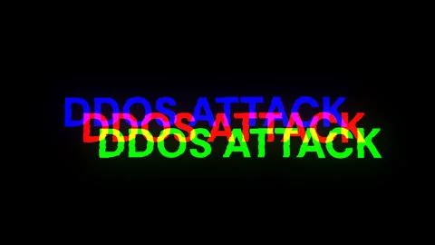 3D rendering ddos attack text with screen effects of technological glitches Foto stock