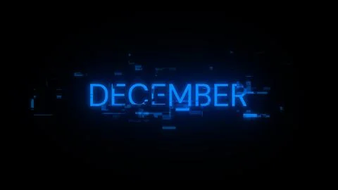 3D rendering December text with screen effects of technological glitches 库存插图