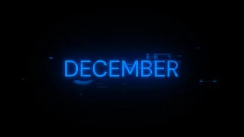 3D rendering December text with screen effects of technological glitches Stock Illustration