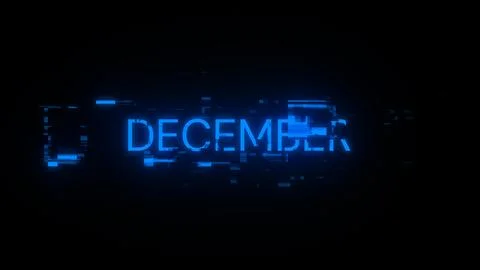 3D rendering December text with screen effects of technological glitches Stock Illustration