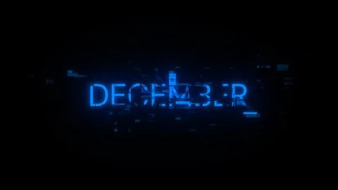 3D rendering December text with screen effects of technological glitches Illustrazione stock