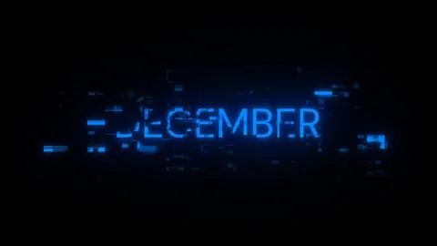 3D rendering December text with screen effects of technological glitches Stock Illustration