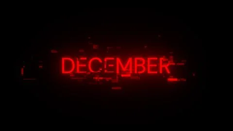 3D rendering December text with screen effects of technological glitches Illustrazione stock