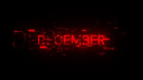 3D rendering December text with screen effects of technological glitches Stock Illustration