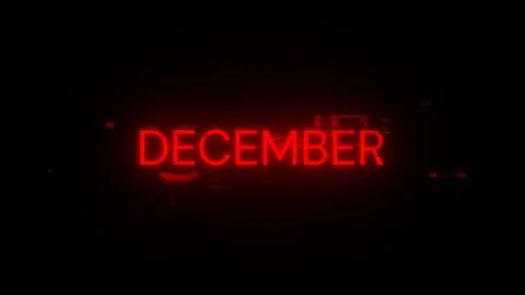 3D rendering December text with screen effects of technological glitches Stock Illustration