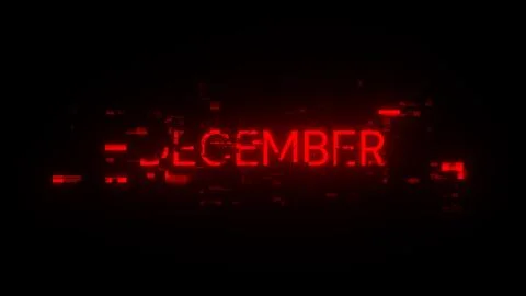 3D rendering December text with screen effects of technological glitches 스톡 일러스트