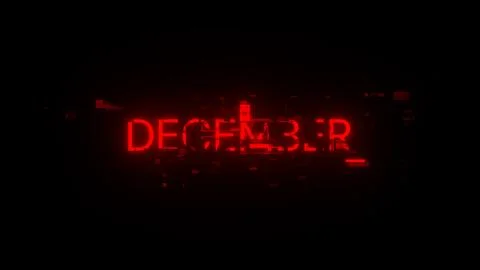 3D rendering December text with screen effects of technological glitches Stock Illustration