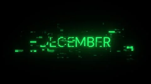 3D rendering December text with screen effects of technological glitches Illustrazione stock