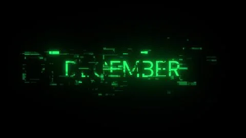 3D rendering December text with screen effects of technological glitches Stock Illustration