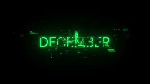 3D rendering December text with screen effects of technological glitches Stock Illustration