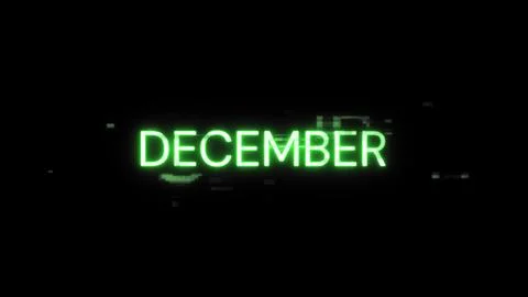 3D rendering December text with screen effects of technological glitches Stock Illustration