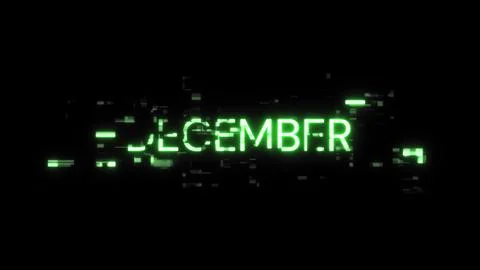 3D rendering December text with screen effects of technological glitches Illustrazione stock