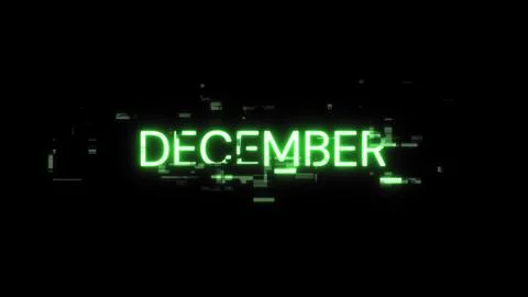 3D rendering December text with screen effects of technological glitches Stock Illustration