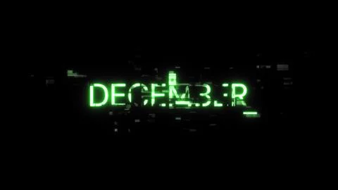 3D rendering December text with screen effects of technological glitches 스톡 일러스트