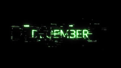 3D rendering December text with screen effects of technological glitches Illustrazione stock