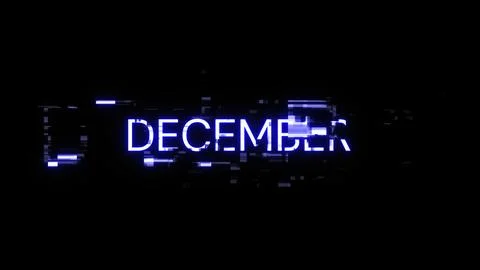 3D rendering December text with screen effects of technological glitches Stock Illustration