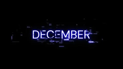 3D rendering December text with screen effects of technological glitches Stock Illustration