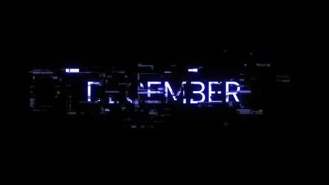 3D rendering December text with screen effects of technological glitches Stock Illustration