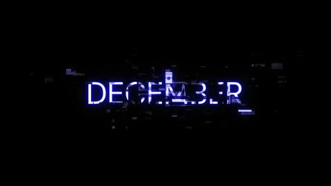 3D rendering December text with screen effects of technological glitches Stock Illustration