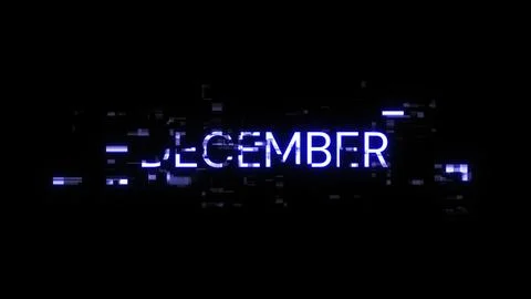 3D rendering December text with screen effects of technological glitches Stock Illustration