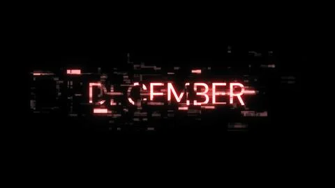 3D rendering December text with screen effects of technological glitches Stock Illustration