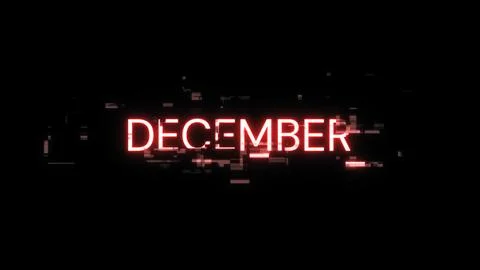 3D rendering December text with screen effects of technological glitches Stock Illustration