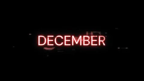 3D rendering December text with screen effects of technological glitches Illustrazione stock