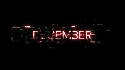 3D rendering December text with screen effects of technological glitches Stock Illustration