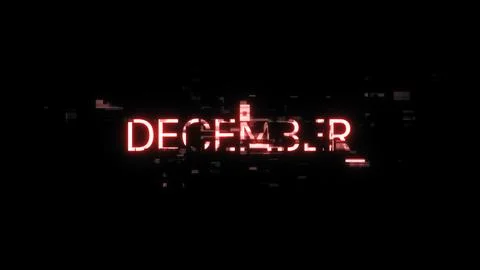 3D rendering December text with screen effects of technological glitches Stock Illustration