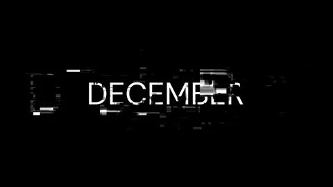 3D rendering December text with screen effects of technological glitches Stock Illustration