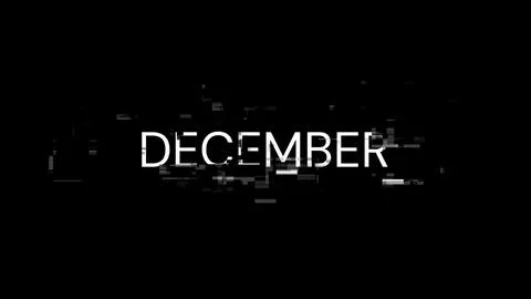 3D rendering December text with screen effects of technological glitches Stock Illustration