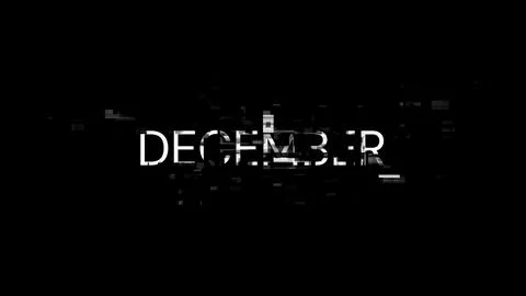 3D rendering December text with screen effects of technological glitches Stock Illustration