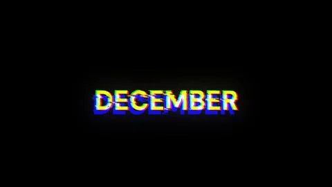 3D rendering December text with screen effects of technological glitches Stock Illustration