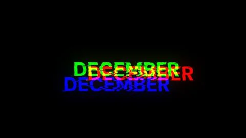 3D rendering December text with screen effects of technological glitches Stock Illustration