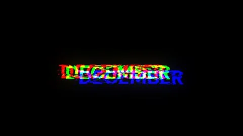 3D rendering December text with screen effects of technological glitches Stock Illustration